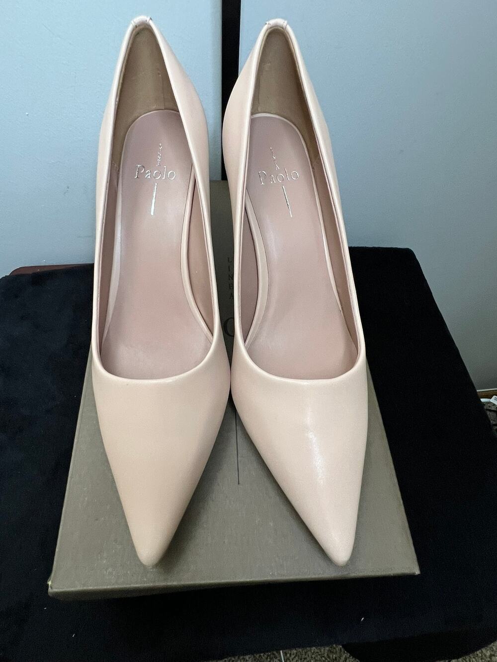 Paolo Linea Paris-L Pointed Toe Pumps Desert Sand Nude Heels Size 9.5M NIB